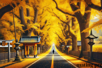 Yellow spring road japan