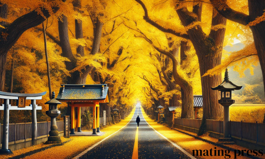 Yellow spring road japan